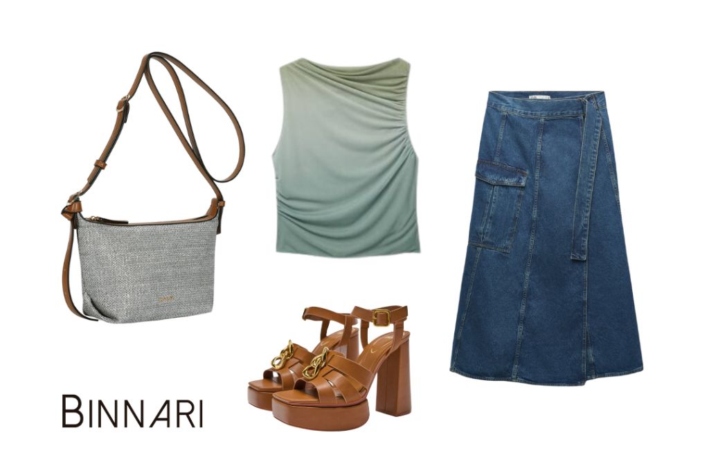 Bolso bandolera Fátima de Binnari como uno de los bolsos de verano top para combinar con cualquier outfit vaquero o falda denim larga. 