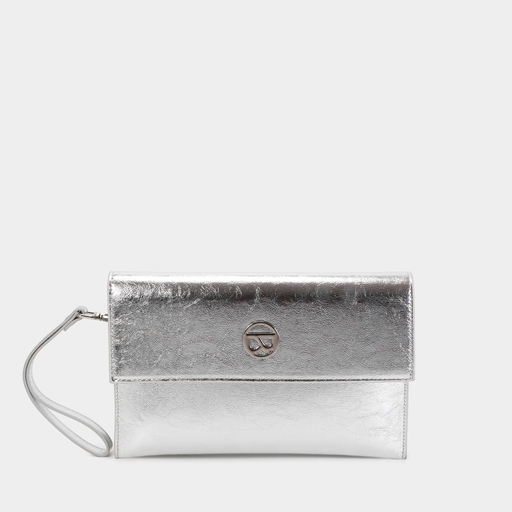 Cartera de mano Lisa de Binnari en plata.