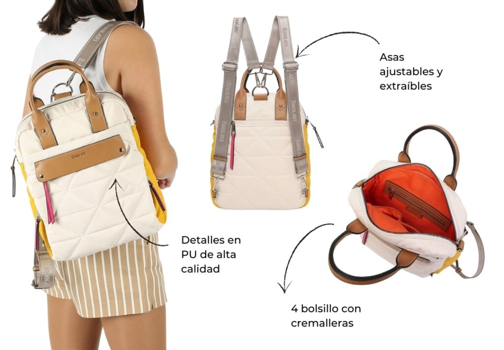 Características de la mochila de la colección Deva (Binnari).