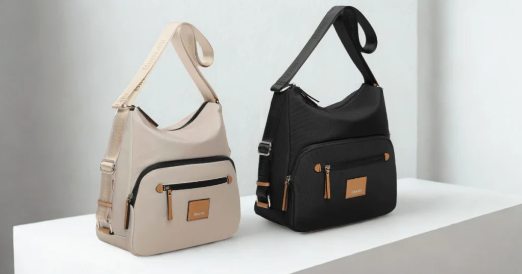 Office bag models on display for September shopping before returning to the daily grind.