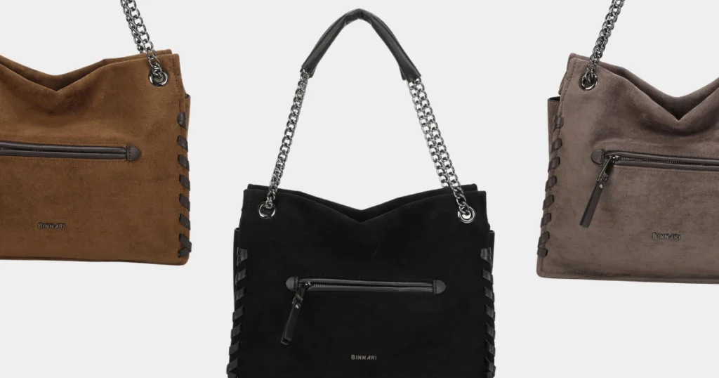 Bolsos boho chic de antelina Flavia de Binnari en diferentes colores.